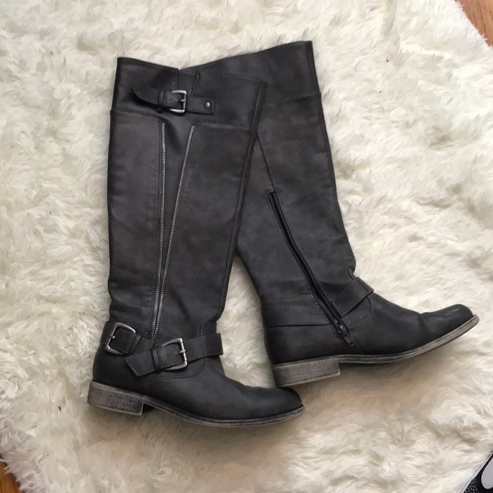 Charcoal knee high boots